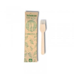 Set bio. lemn, furculita + servetel (1000buc) Tacamuri biodegradabile 371,10 lei