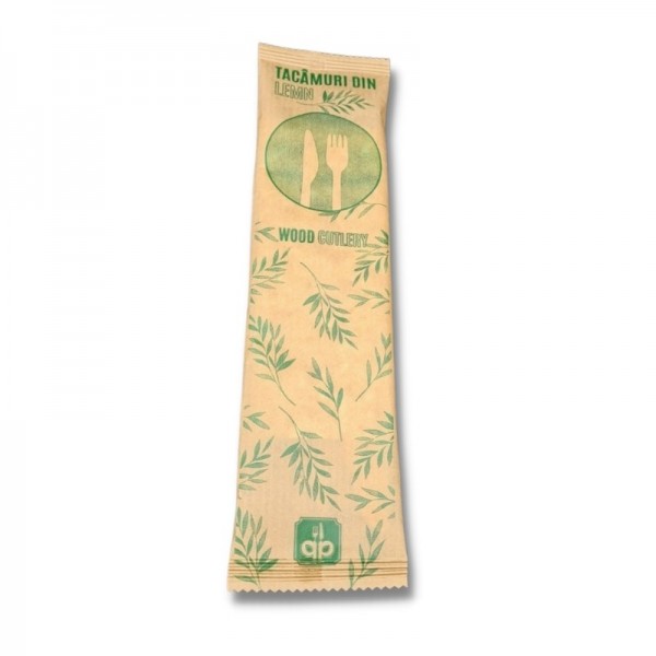 Set bio. lemn, lingura + servetel (1000buc) Tacamuri biodegradabile 287,28 lei