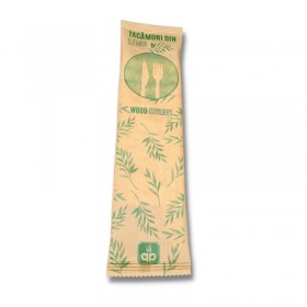 Set bio. lemn, lingura + servetel (50buc) Tacamuri biodegradabile 23,32 lei