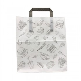 Punga hartie meniu, design urban, 26x17x29cm (50buc) Pungi albe cu maner 41,51 lei