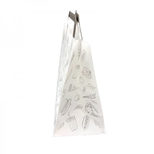 Punga hartie meniu, design urban, 26x17x29cm (50buc) Pungi albe cu maner 41,51 lei