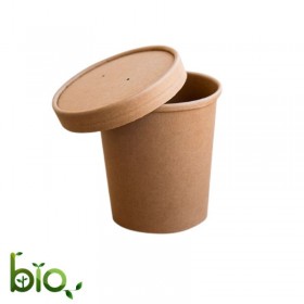 Bol supa, carton kraft BIO, cu capac, 473ml|16oz (500buc) Produse 668,16 lei