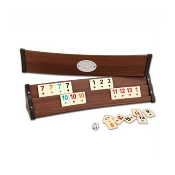 Rummy|Remi delux, geanta transport, 4 table curbate din lemn, piese de joc Jocuri de societate 490,00 lei