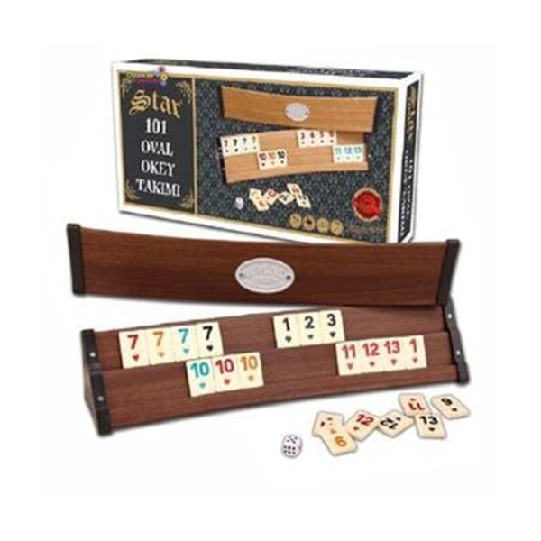 Rummy|Remi delux, geanta transport, 4 table curbate din lemn, piese de joc Jocuri de societate 490,00 lei