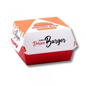 Cutii de burger, carton personalizat "Super delicious'', 18x18x8cm (100buc) Produse 89,00 lei