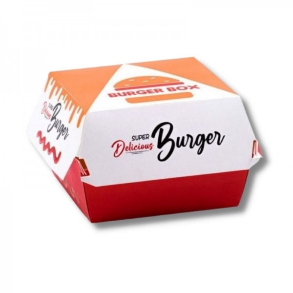 Cutii de burger, carton personalizat "Super delicious'', 18x18x8cm (100buc) Produse 91,67 lei