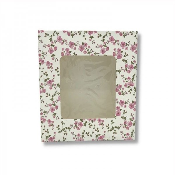Cutii mini prajituri, cu fereastra, design flori, 24.5x34.5x6.5 cm (25buc) Produse 112,89 lei