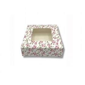 Cutii mini prajituri, cu fereastra, design flori, 20x23x9 cm (25buc) Produse 114,51 lei