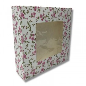 Cutii mini prajituri, cu fereastra, design flori, 20x23x9 cm (25buc) Produse 114,51 lei