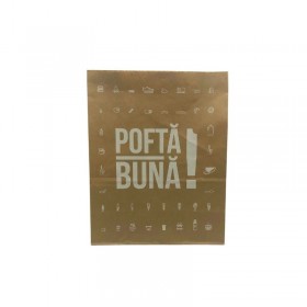 Punga kraft fara maner, design ''Pofta buna!'', 23x11x29cm (450buc) Pungi hartie natur 231,29 lei