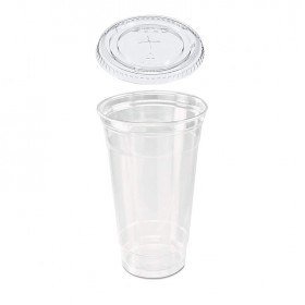 Set pahare plastic premium + capac plat, 78mm, 300|360ml (50buc) Produse 37,83 lei