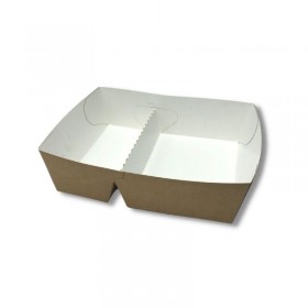 Tavita meniu, carton natur, 2 comp., 19*15.5*h6 cm (100buc) Produse 123,22 lei