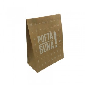 Punga kraft cu maner, design ''Pofta buna!'', 23x11x29cm (50buc) Pungi kraft cu maner 38,91 lei