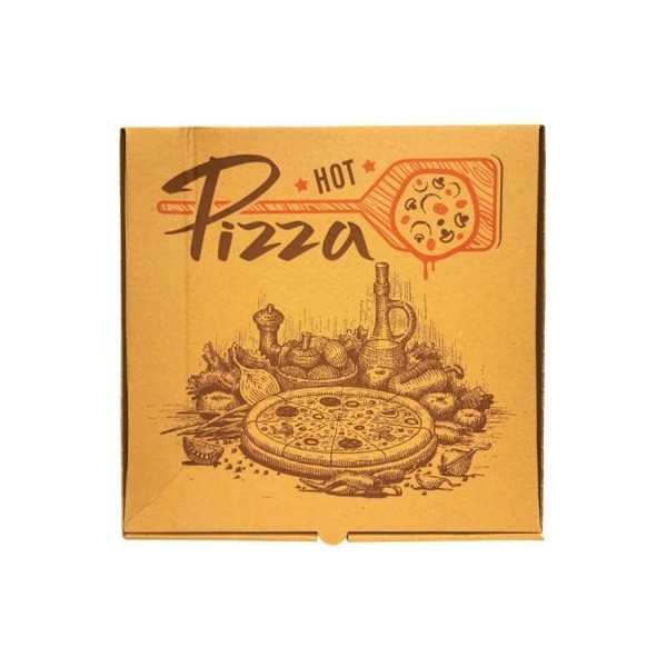 Cutii pizza, carton kraft, personalizat, 28*28*3.5 cm (100buc) Produse 87,64 lei