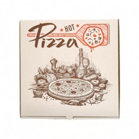 Cutii pizza, carton alb, personalizat, 28*28*3.5 cm (100buc) Cutii pizza albe 99,00 lei