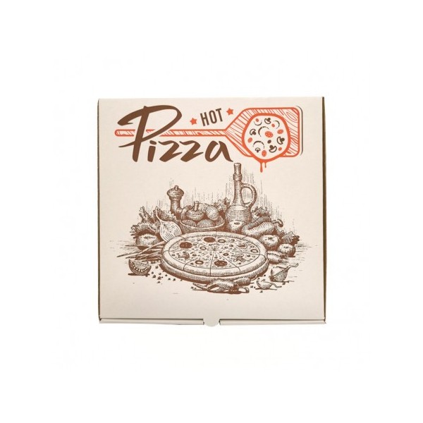 Cutii pizza, carton alb, personalizat, 28*28*3.5 cm (100buc) Cutii pizza albe 99,00 lei