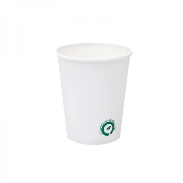 Pahare carton 235ml - 8oz alb D80, carton biodegradabil, PLA (50buc) Produse 14,71 lei