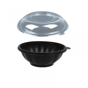 Bol negru salata, cu capac transparent, 1000cc, 175*h115 mm, 100buc Boluri 114,46 lei