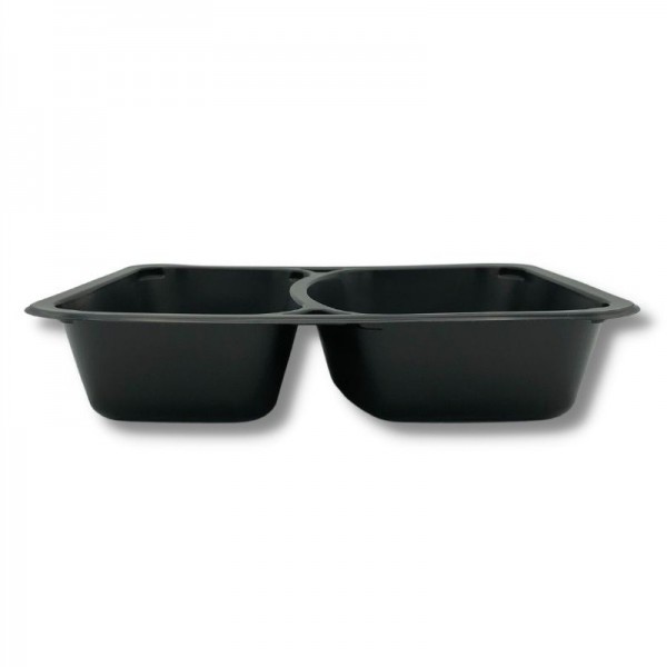 Caserole negre, termosudabile, 2 compartimente, H45mm, 50buc Caserole termosudabile 26,24 lei