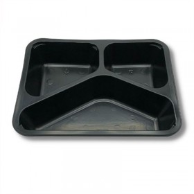 Caserole negre, termosudabile, 3 compartimente, H45mm, 50buc Caserole termosudabile 26,24 lei