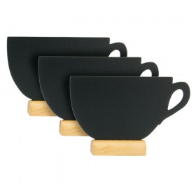 Set 3 table de scris, tip ceasca, baza lemn, 9*13.5*2 cm, marker inclus Display-uri prezentare 69,31 lei