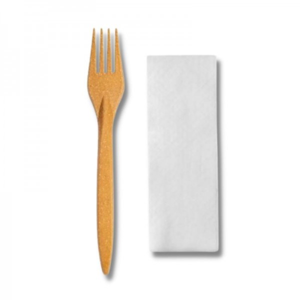 Set tacamuri reutilizabile, fibra lemnoasa, furculita + servetel (100buc) Produse 31,32 lei