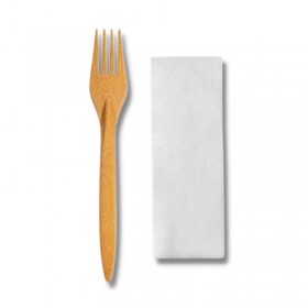 Set tacamuri reutilizabile, fibra lemnoasa, furculita + servetel (500buc) Produse 151,01 lei