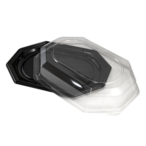 Platou negru oval, cu capac transparent, 430*280*h32, 2500cc (10buc) Produse 57,19 lei