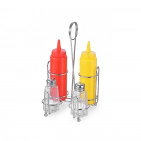 Set pentru condimente, 2 solnite sticla, 2 flacoane 350 ml, suport metalic Produse 36,05 lei