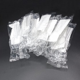 Set tacamuri reutilizabile, transparente, furculita + servetel, 100buc Produse 14,25 lei