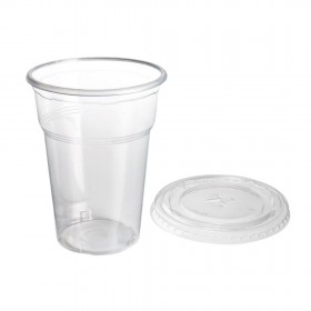 Set eco pahare plastic + capac plat, 95mm, 400|500ml (100buc) Produse 34,99 lei