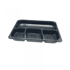 Caserola neagra PP, cu capac transparent, meniu, 4 comp. (25buc) Caserole termorezistente 48,99 lei