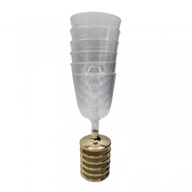 Pahare plastic vin cu picior gold, premium, 150ml (6buc) Produse 13,95 lei