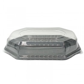 Platou negru, octagonal, cu capac transparent, 295*210*h65 mm (200buc) Produse 451,73 lei