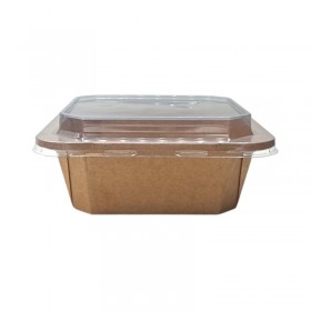 Bol patrat, carton kraft, cu capac transparent, 1200cc (50buc) Produse 73,17 lei
