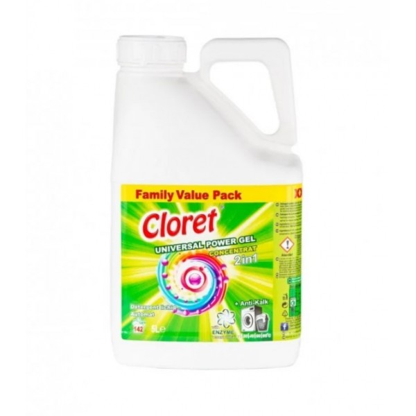 Cloret, Detergent rufe albe si colorate, gel concentrat, 142 spalari, anti calcar, 5L Detergenti haine 75,00 lei
