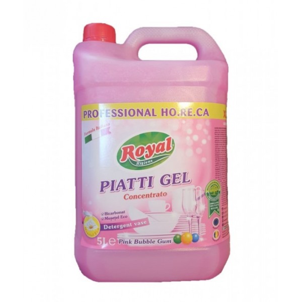 Royal Piatti Gel, Pink Bubblegum, detergent de vase profesional, bicarbonat si musetel eco, 5L Produse 59,99 lei