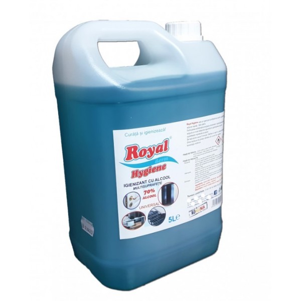 Royal Hygiene, solutie igienizanta, 70% alcool, profesional, multisuprafete, 5L Produse 299,00 lei