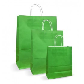 Punga hartie alba, design verde deschis, maner snur, 16x9xh21cm, 100buc Pungi colorate cu maner 98,56 lei
