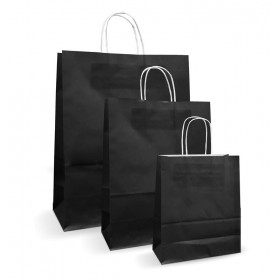 Punga hartie alba, design negru, maner snur, 32x12xh41cm, 100buc Pungi colorate cu maner 191,36 lei