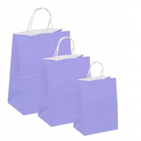 Punga hartie alba, design lila, maner snur, 25x14xh30cm, 100buc Pungi colorate cu maner 139,10 lei