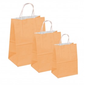 Punga hartie alba, design piersica, maner snur, 32x12xh41cm, 100buc Pungi transport 191,36 lei