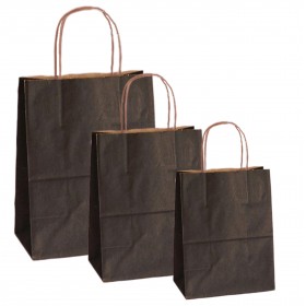 Punga hartie kraft, design negru, maner snur, 25x14xh30cm, 100buc Pungi colorate cu maner 143,52 lei