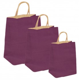 Punga hartie kraft, design mov, maner snur, 25x14xh30 cm, 100 buc Pungi colorate cu maner 133,90 lei
