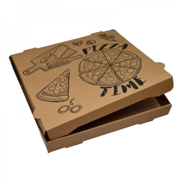 Cutii pizza, carton natur, design Time, 28cm, 100buc Cutii pizza 75,04 lei