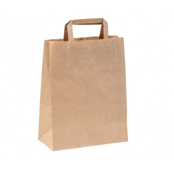 Punga hartie natur, maner plat, 22x11xh28cm, 250buc Pungi kraft cu maner 115,36 lei