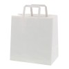 Punga hartie alba, maner plat, 22x11xh28cm, 250buc Pungi albe cu maner 139,36 lei