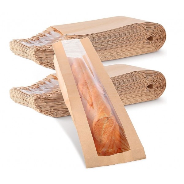 Punga kraft cu fereastra de 4cm, sandwich, 10x6xh23cm, 1000buc Pungi cu fereastra 114,24 lei