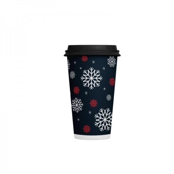 Pahare carton 160ml - 6oz, design black & snow, D70, 50buc Produse 6,75 lei