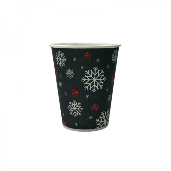 Pahare carton 160ml - 6oz, design black & snow, D70, 50buc Produse 6,75 lei